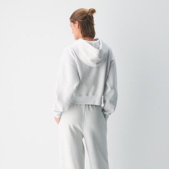 Aritzia Cozy Fleece Boyfriend Fit Boxy Jacket Grey Heather Cloud White Large - Picture 2 of 5